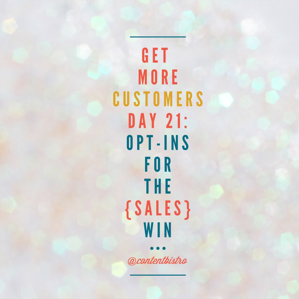 Get More Customers {Day 21}: Email Opt-Ins For the {Sales} Win
